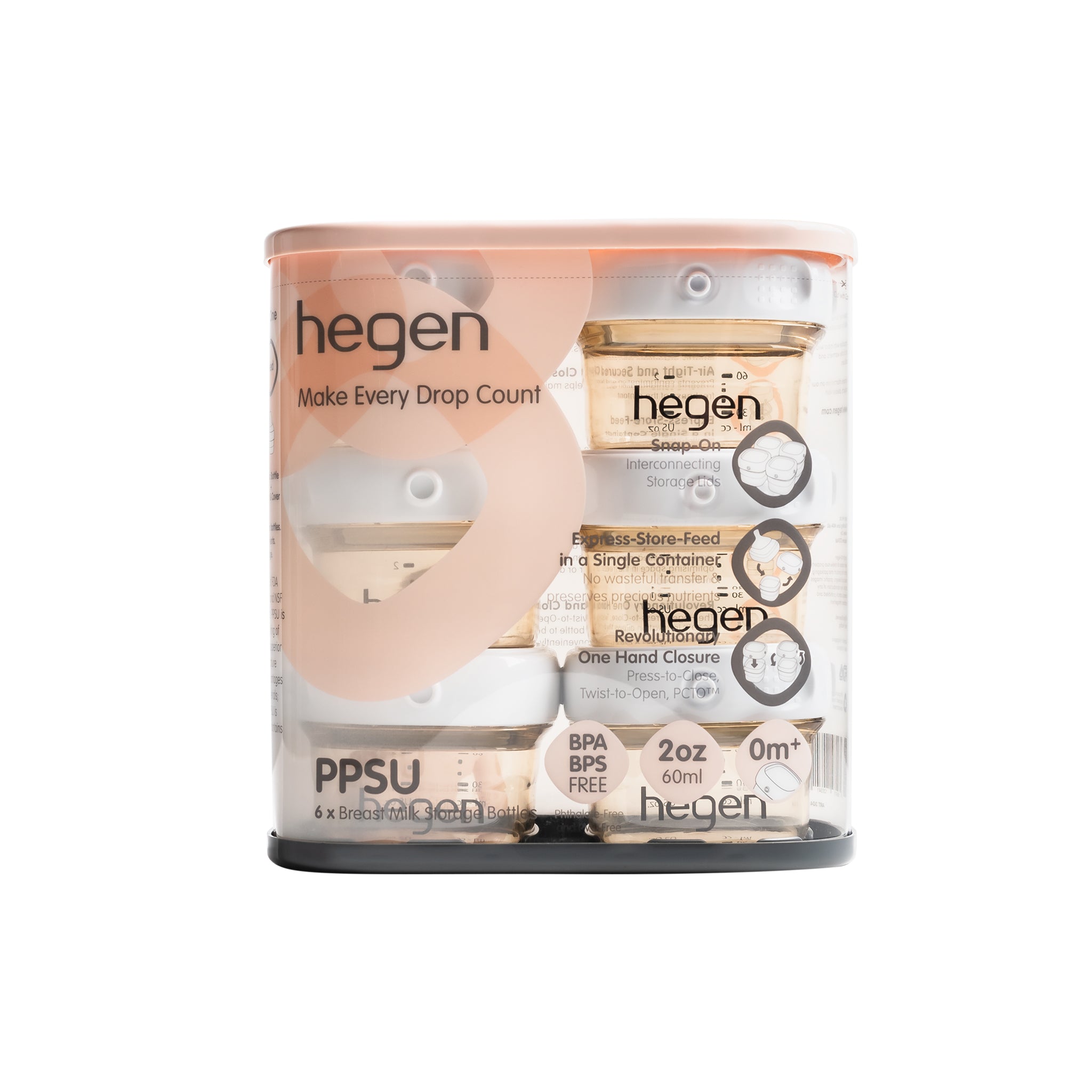 Hegen PCTO™ 60ml/2oz Breast Milk Storage PPSU (6-Pack)